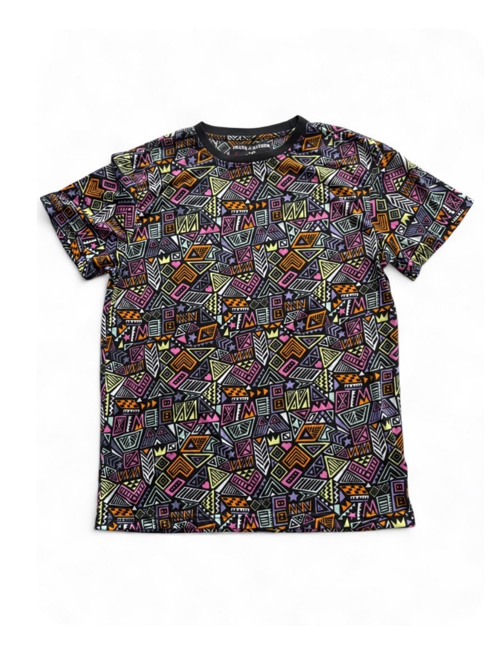 Kids Short Sleeve Geometric Print Tee - Black Multi